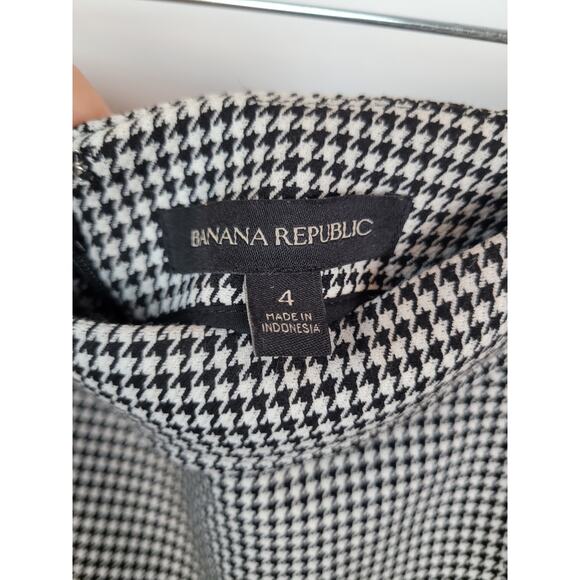 Banana Republic Womens Houndstooth Front Slit Stretchy Skirt Black White Size 4 - Picture 9 of 11